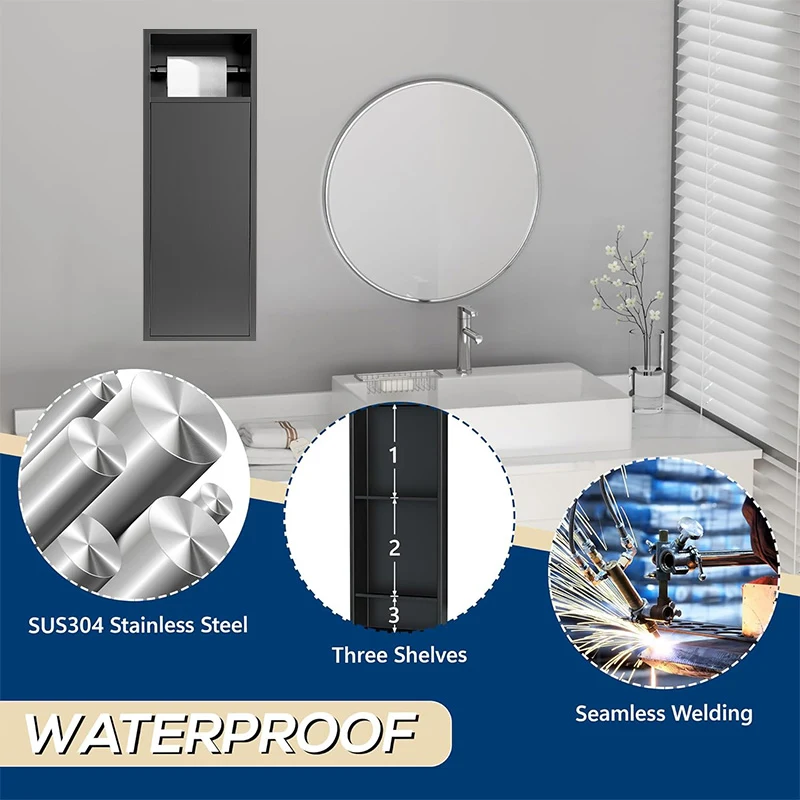 Double-Layer Toilet Paper Holder Niche Two-in-One